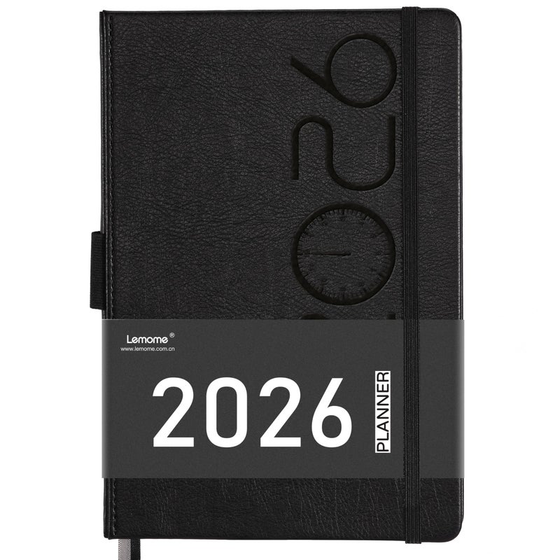 Lemome 2026 Planner - Planner 2026 with Pen Loop, Jan 2026 - Dec 2026, to Achieve Your Goals & Improve Productivity, Thick Paper, 40 Note Pages, Inner Pocket, 5.75" x 8.25" - Black - Image 1